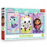TREFL 34876 Puzzle 3x50 Poznajcie Gabby i kotki