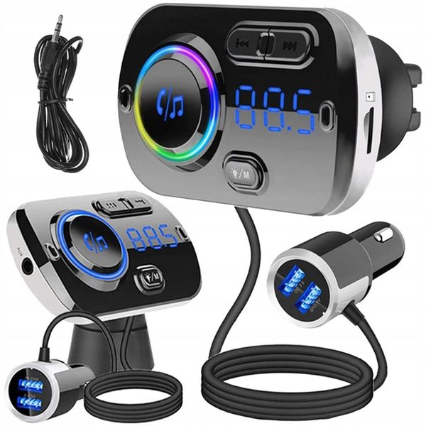 TRANSMITER BLUETOOTH FM SAMOCHODOWY SZYBKA ŁADOWARKA 2x USB AUX zdjęcie 1