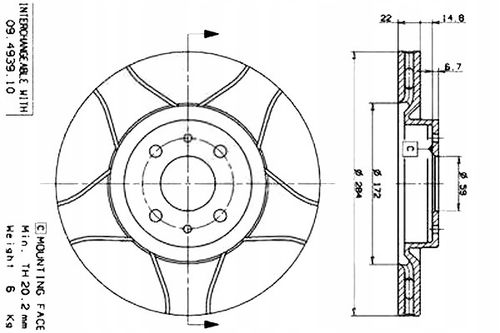 TARCZA HAM PRZOD 284X22 V MAX BREMBO na Arena.pl