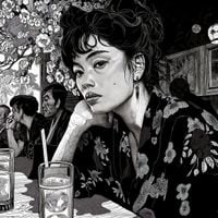 Plakat 90x90cm Czarne Kimono