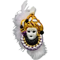 Bombka choinkowa szklana: Maska karnawałowa z piórami: fioletowa