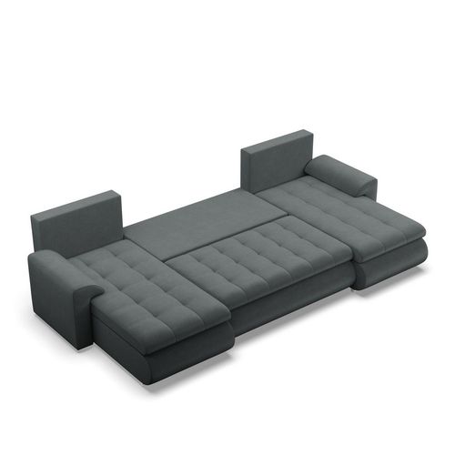 Narożnik U, z leżankami, BOSCO, velvet, 302x159x89 cm, szary | TYLETEGOTU na Arena.pl