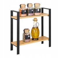 PÓŁKA KUCHENNA NA PRZYPRAWY DWUPOZIOMOWA METALOWA BAMBUSOWA 32X33X11 WENKO