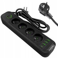 PRZEDŁUŻACZ APPIO listwa zasilająca 2m 4 gniazda + 3x USB + 1x USB C