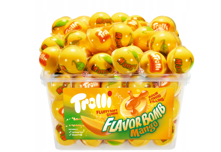 ŻELKI TROLLI 60SZT BOMBS MANGO 1128g zdjęcie 1