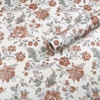 Okleina samoprzylepna na meble ściany vintage 40x300cm biała w kwiaty