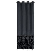 Luksusowa zasłona na przelotkach CARLI welwetowa z falbanami 140X250 czarna