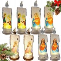 8 x ŚWIECA 18,5CM ŚWIECZKA ELEKTRYCZNA OZDOBNA WKŁAD DO ZNICZY LED NA GROBY