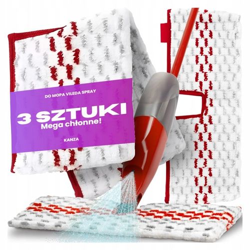 3X WKŁAD DO MOPA PŁASKIEGO Z SPRYSKIWACZEM NAKŁADKA MIKROFIBRY SPRAY VILEDA na Arena.pl