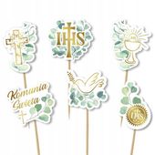 PIKERY pierwsza KOMUNIA Święta IHS dekoracja 6 szt