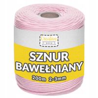 Sznurek do makramy bawełniany 3mm 200m różowy