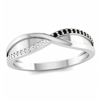 SREBRNY PIERŚCIONEK Z CZARNYMI CYRKONIAMI SREBRO PRÓBY 925