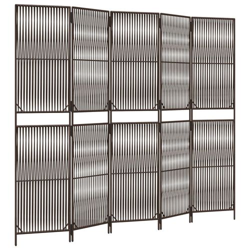 Parawan 5-panelowy, brązowy, polirattan na Arena.pl