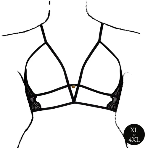 obsessive open cup triangle bra plus size czarny koronkowy xl-4xl na Arena.pl