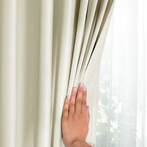 RESTILO Zasłona welurowa plus szarfa upi taśma wave multi 140x270 Jasny Beż na Arena.pl