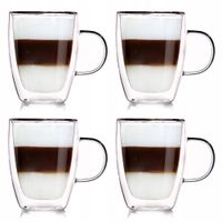 4x Szklanka TERMICZNA z podwójną ścianką kawy latte herbaty napojów kubek