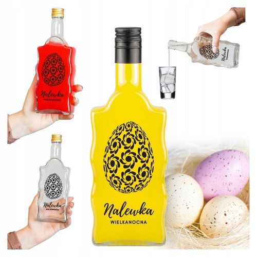 5x Butelki Szklane na WIELKANOC FALA 500ml z NADRUKIEM Na Likiery Nalewki na Arena.pl