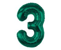 Balon foliowy cyfra 3 butelkowy zielony 85cm urodziny las leśne przyjęcie