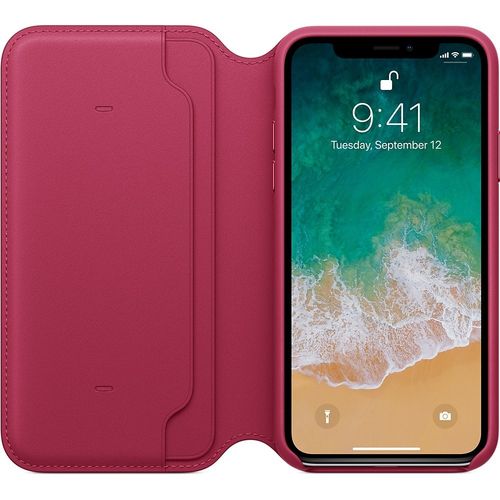 Apple iPhone X Leather Folio - Berry na Arena.pl