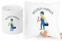 Dla Hydraulika Zestaw Poduszka + Skarbonka Z Nadrukiem Ze Zdjęciem