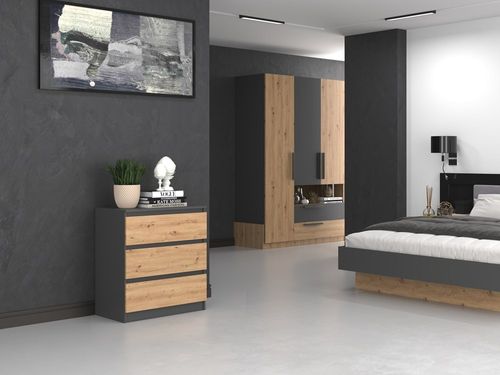 KOMODA MALWA M3 - ANTRACYT / DĄB ARTISAN na Arena.pl