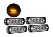 4x LAMPA OSTRZEGAWCZA OBRYSOWA STROBOSKOP 4 LED 86mm pomarańczowa 12V 24V