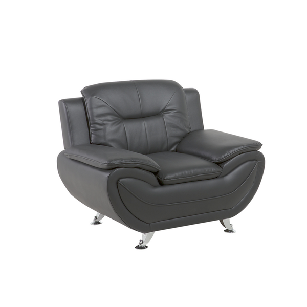 Fotel ekoskóra szary LEIRA zdjęcie 1