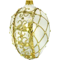 Bombka choinkowa: Jajo ze złotym ornamentem: białe