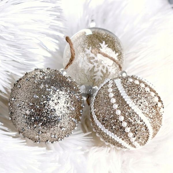 BOMBKI CHOINKOWE KULE ZESTAW 9 szt 8cm BOHO ZŁOTE zdjęcie 3