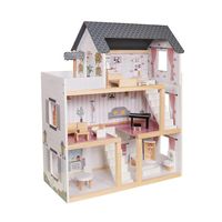 KX6201 Domek dla lalek MDF drewniany z akcesoriami LED 80cm czarny