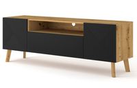 Szafka RTV LUXI 160 cm dąb artisan / czarny mat