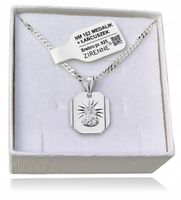 Medalik Komunijny Łańcuszek Srebrny Matka Boska do Komunii Chrztu Srebro