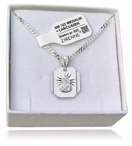 Medalik Komunijny Łańcuszek Srebrny Matka Boska do Komunii Chrztu Srebro na Arena.pl