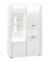 Nowoczesna Witryna Niska 3- Drzwiowa 3D 92 cm Biały Połysk AREKS ML