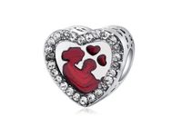 Rodowany srebrny charms pandora serce heart matka z dzieckiem cyrkonie srebro 925 BEAD084