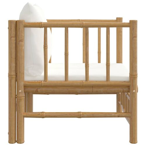 Sofa ogrodowa, kremowe poduszki, bambus na Arena.pl