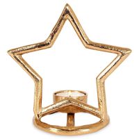 Świecznik Gwiazda Metalowy Złoty Stojak Świąteczny na Świeczkę Tealight