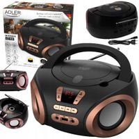 Radio Przenośne Boombox Cd Audio I Mp3 Usb Aux Lcd Radio Fm Adler Ad 1181