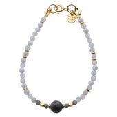 Bransoletka - cięty Chalcedon, Szafir i srebro złocone