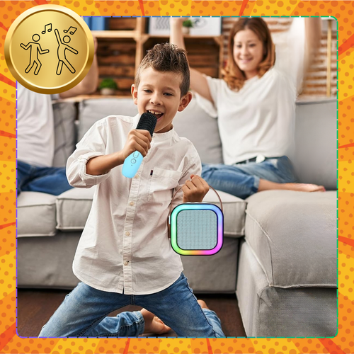 głośnik przenośny bezprzewodowy bluetooth karaoke z 2 mikrofonami usb rgb 1 na Arena.pl