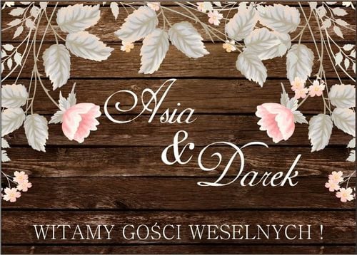 TABLICE powitalna na ślub rustykalna wesele 70x50 na Arena.pl