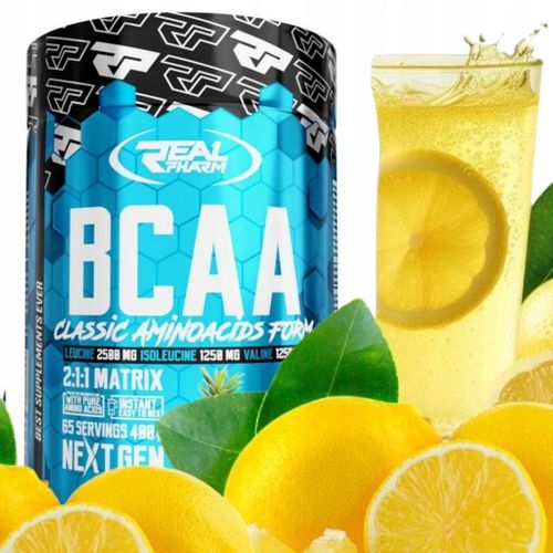 AMINOKWASY w proszku BCAA regeneracja Real Pharm BCAA instant CYTRYNA 400g na Arena.pl