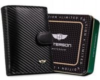 Portfel męski na zatrzask ze skóry naturalnej Peterson skórzany