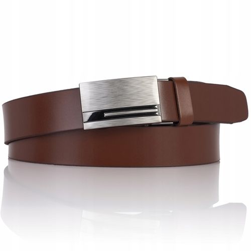 Pasek SKÓRZANY męski Klamra automat BRĄZOWY spodni na Arena.pl