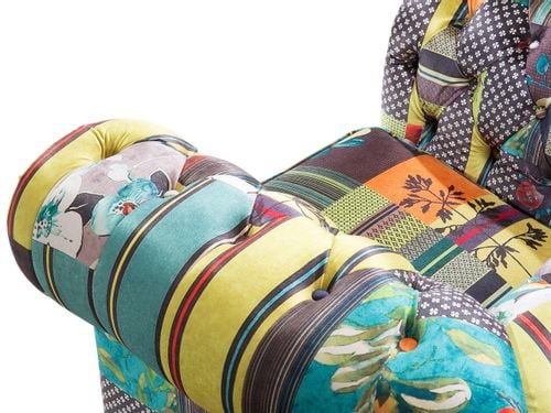 Fotel patchwork żółty CHESTERFIELD na Arena.pl