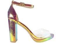 Złote opalizujące sandały damskie pasek kostka 37