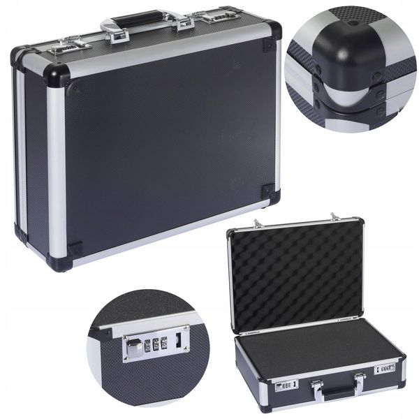 Walizka narzędziowa ALUMINIUM wkład piankowy ZAMEK szyfrowy 420x320x140 mm zdjęcie 1