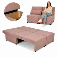Kanapa 2 os sofa rozkładana spania pojemnik pudrowy róż welur Kimo Family