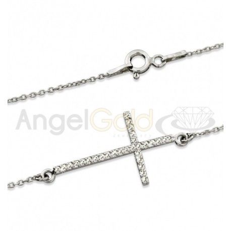 SREBRNA BRANSOLETKA KRZYŻ Z CYRKONIAMI PRÓBA SREBRA 925 zdjęcie 3