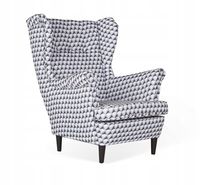 Fotel uszak ARI PRINT skandynawski  patchwork czarno biały